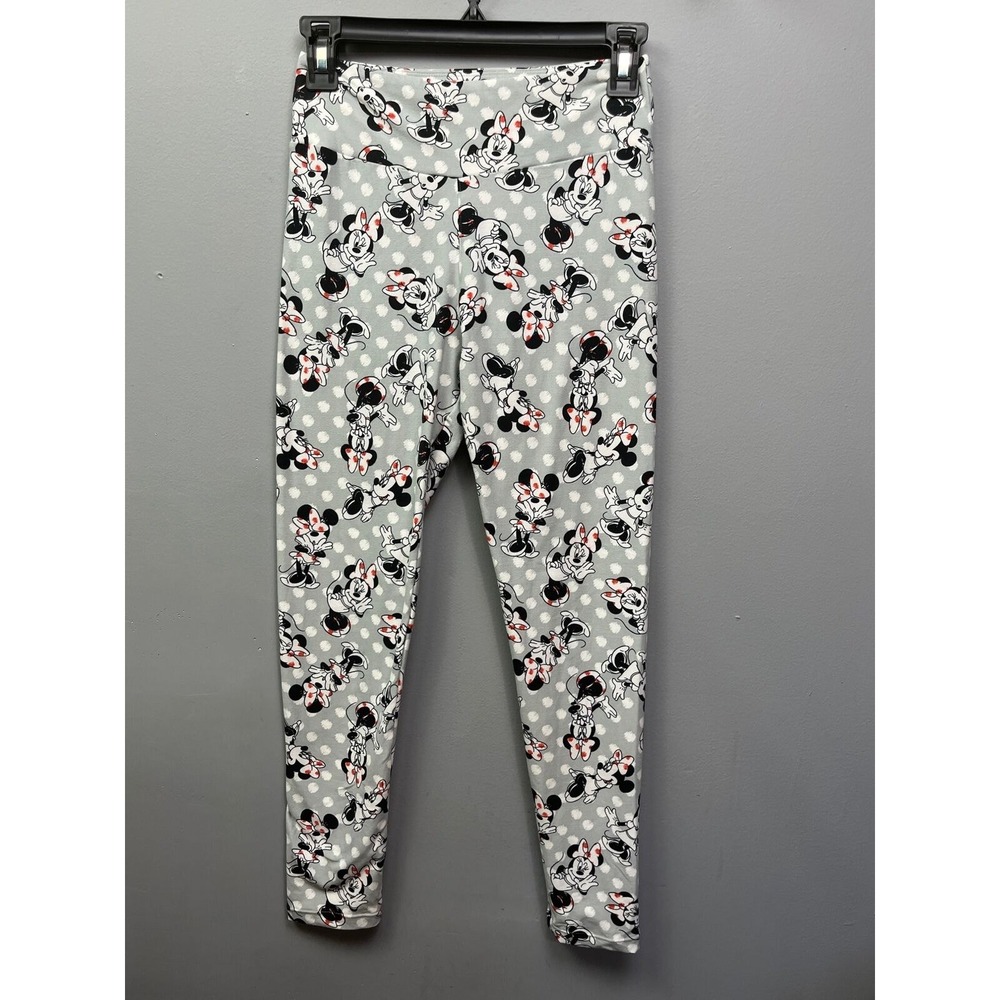 LuLaRoe Leggings Womens OS Gray Disney Minnie Mouse Polka Dot High Waist Soft